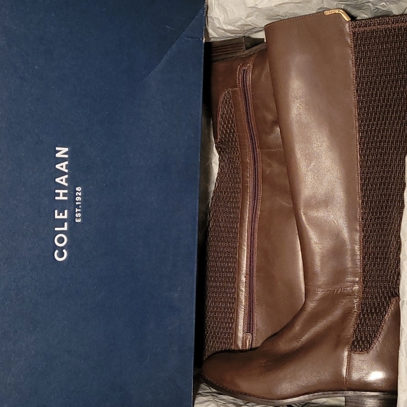 Cole Haan Rockland Chestnut Brown Leather Riding Boots - Picture 12 of 12